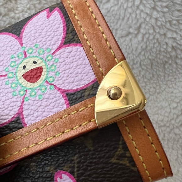 Auth Louis Vuitton Pink Cherry Blossom Classic Monogram Card Holder Wallet - Picture 11 of 14